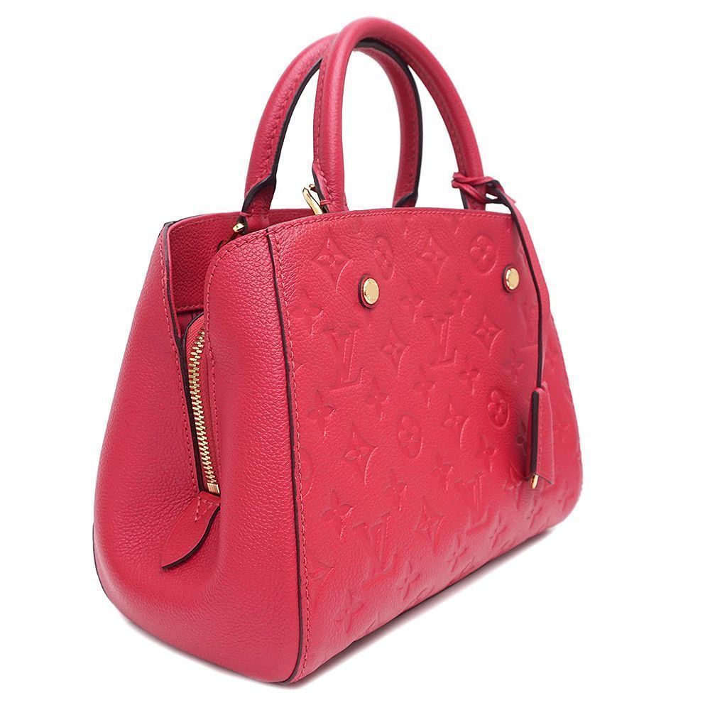 Monogram Emplant Leather Montaigne BB Shoulder Handbag Dahlia Pink Red - Picture 4 of 9